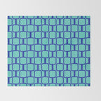 Mod Links Mid Century Modern Geometric Pattern Aqua Blue Throw Blanket Gallery Image 2