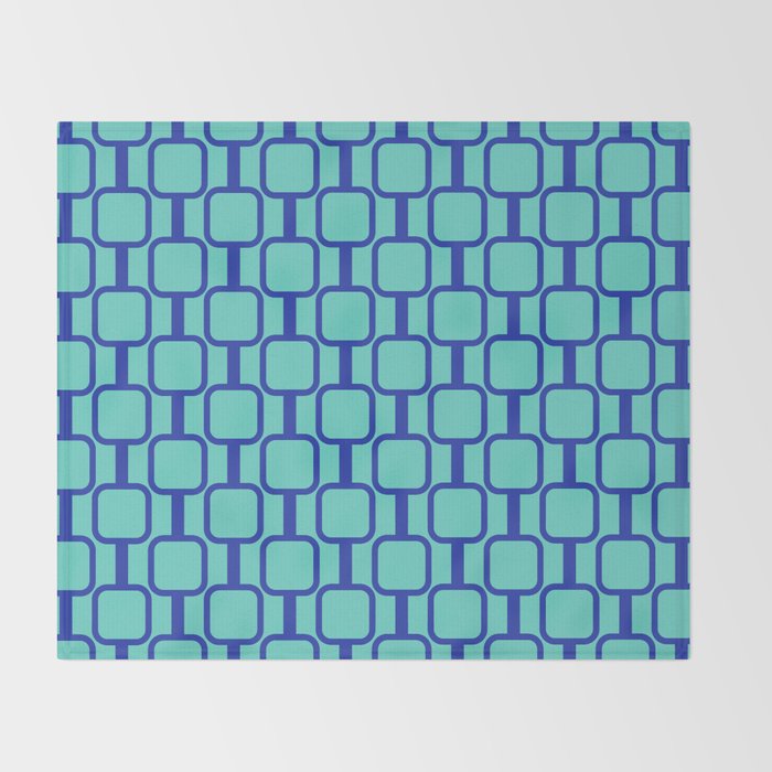 Mod Links Mid Century Modern Geometric Pattern Aqua Blue Throw Blanket Gallery Image 2