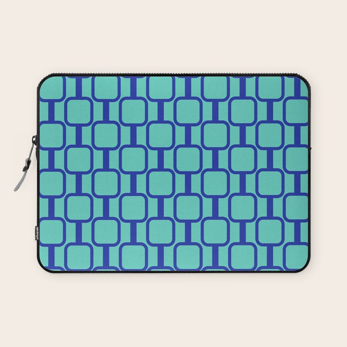 Mod Links Mid Century Modern Geometric Pattern Aqua Blue Laptop Sleeve Gallery Image 1