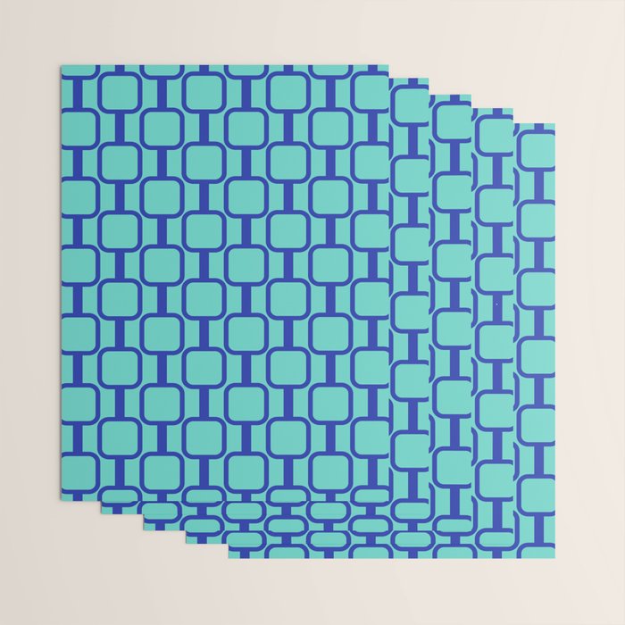 Mod Links Mid Century Modern Geometric Pattern Aqua Blue Wrapping Paper Gallery Image 3
