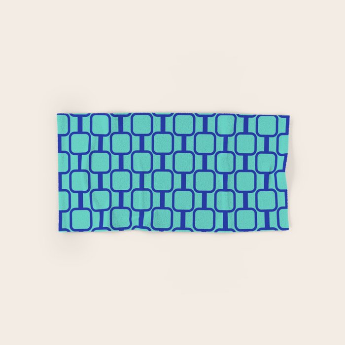 Mod Links Mid Century Modern Geometric Pattern Aqua Blue Bath Towel Gallery Image 1