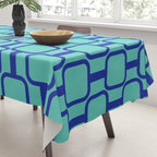 Mod Links Mid Century Modern Geometric Pattern Aqua Blue Tablecloth Gallery Image 3