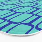 Mod Links Mid Century Modern Geometric Pattern Aqua Blue Bath Mat Gallery Image 3