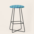 Mod Links Mid Century Modern Geometric Pattern Aqua Blue Stool Gallery Image 1
