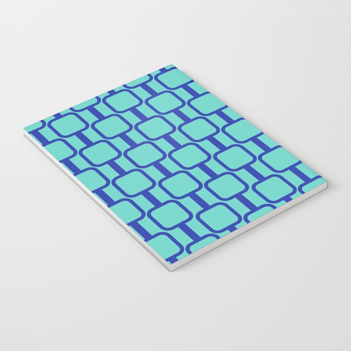 Mod Links Mid Century Modern Geometric Pattern Aqua Blue Notebook Gallery Image 3