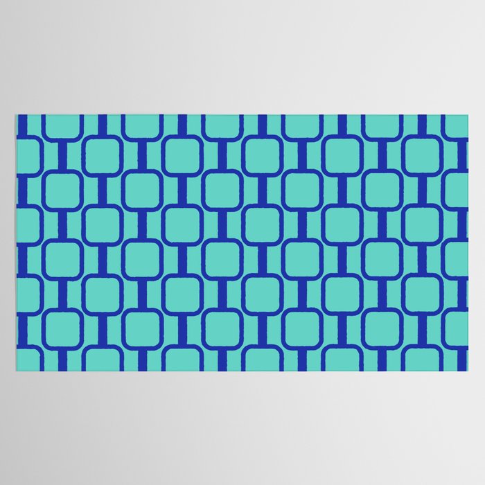 Mod Links Mid Century Modern Geometric Pattern Aqua Blue Tablecloth Gallery Image 2