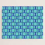 Mod Links Mid Century Modern Geometric Pattern Aqua Blue Jigsaw Puzzle Gallery Image 1
