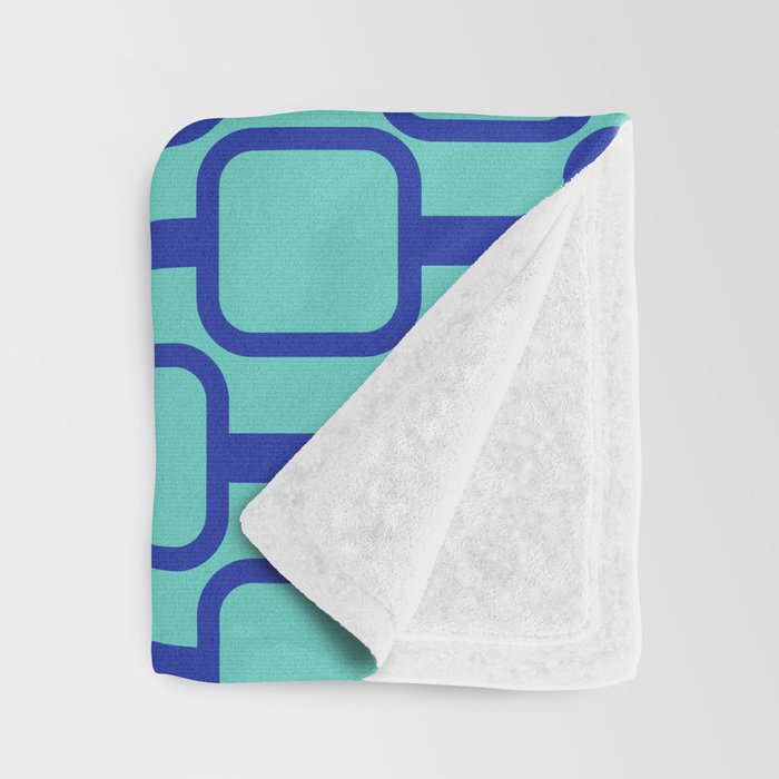 Mod Links Mid Century Modern Geometric Pattern Aqua Blue Throw Blanket Gallery Image 3