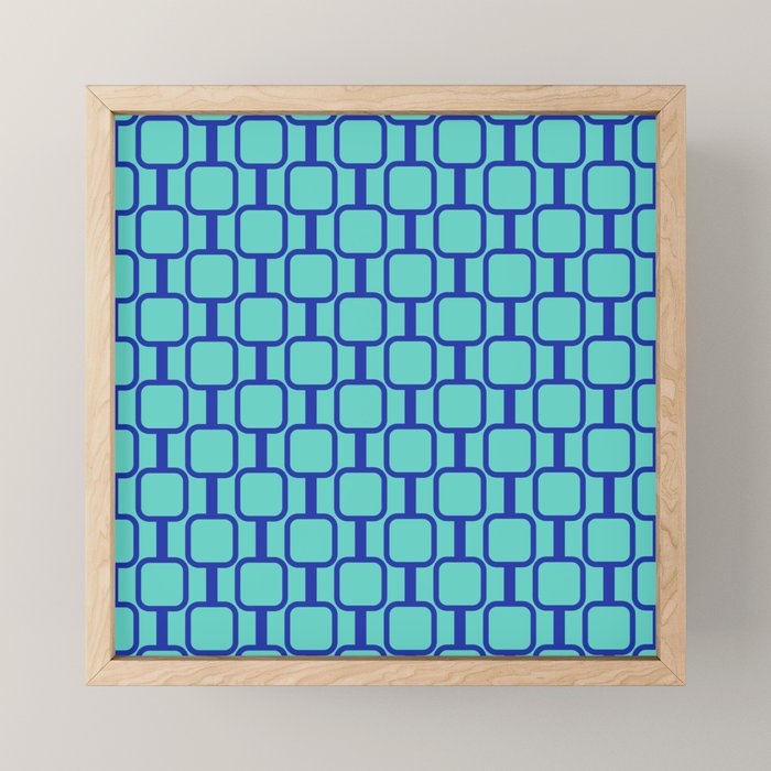 Mod Links Mid Century Modern Geometric Pattern Aqua Blue Mini Art Print Gallery Image 1
