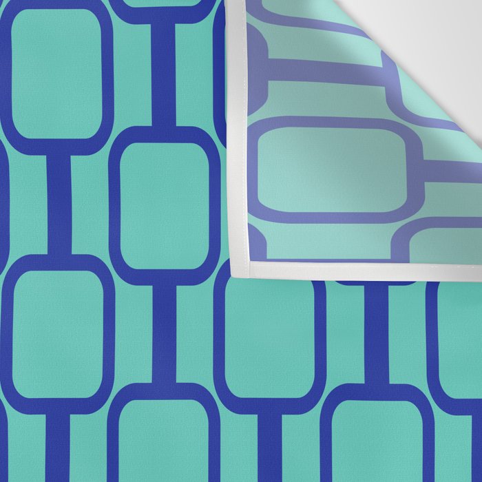 Mod Links Mid Century Modern Geometric Pattern Aqua Blue Wall Tapestry Gallery Image 3