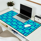 Mod Links Mid Century Modern Geometric Pattern Aqua Blue Desk Mat Gallery Image 2