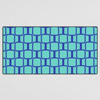 Mod Links Mid Century Modern Geometric Pattern Aqua Blue Desk Mat Gallery Image 3