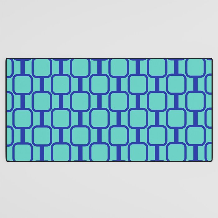 Mod Links Mid Century Modern Geometric Pattern Aqua Blue Desk Mat Gallery Image 3