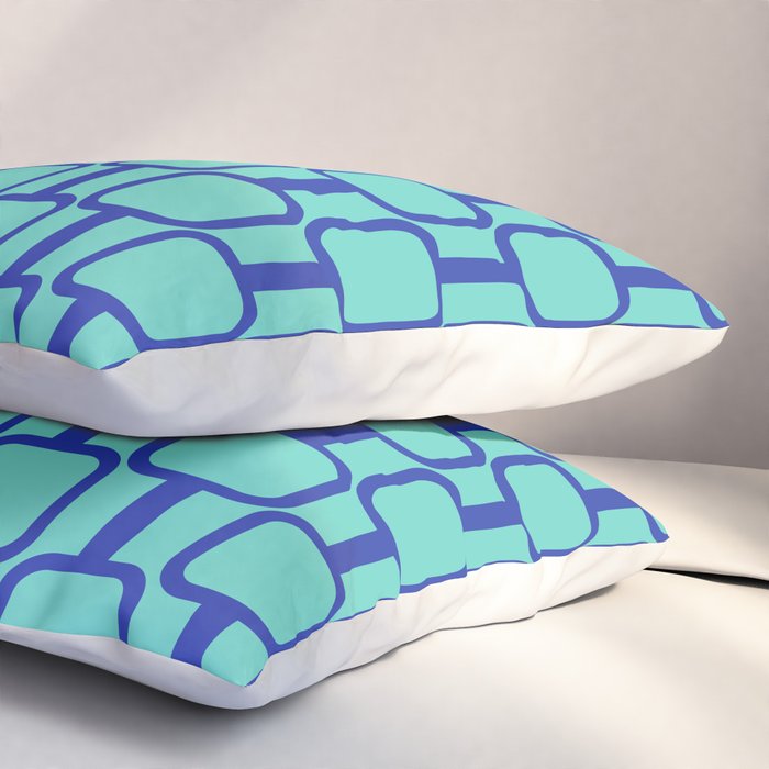 Mod Links Mid Century Modern Geometric Pattern Aqua Blue Pillow Sham Gallery Image 3