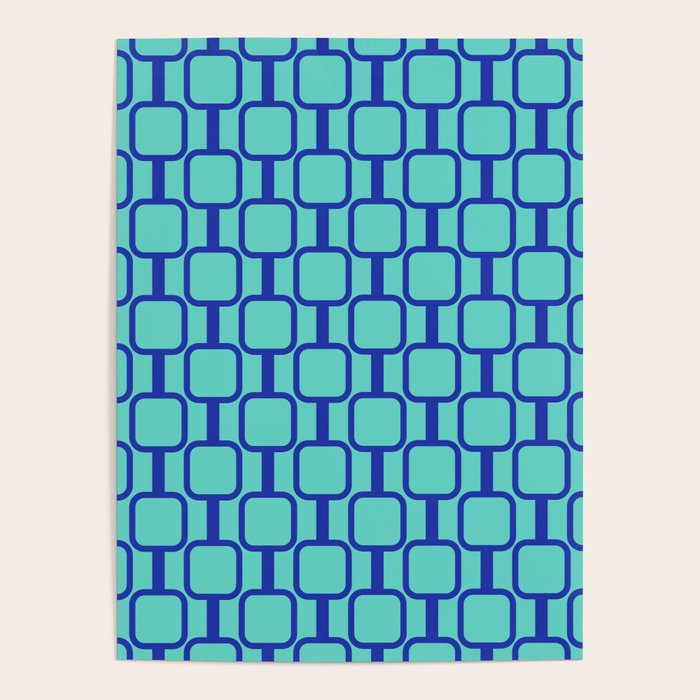 Mod Links Mid Century Modern Geometric Pattern Aqua Blue Poster Gallery Image 4