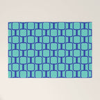Mod Links Mid Century Modern Geometric Pattern Aqua Blue Welcome Mat Gallery Image 1