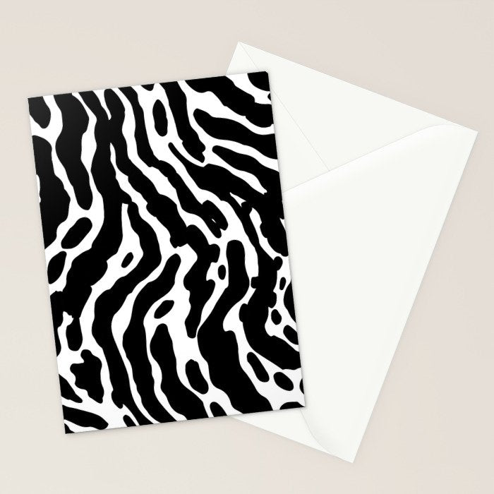 Abstract black and white paint stripe pattern Stationery Card Gallery Image 2
