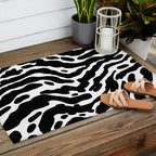 Abstract black and white paint stripe pattern Outdoor Rug Gallery Image 2