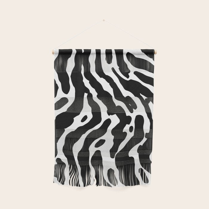 Abstract black and white paint stripe pattern Wall Hanging Gallery Image 1