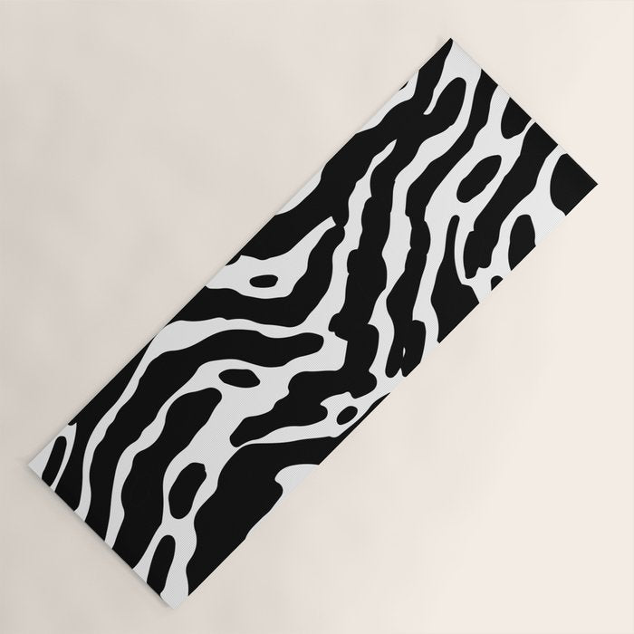Abstract black and white paint stripe pattern Yoga Mat Gallery Image 1