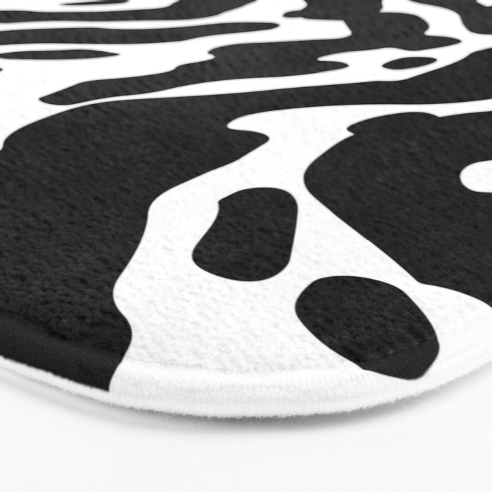 Abstract black and white paint stripe pattern Bath Mat Gallery Image 3