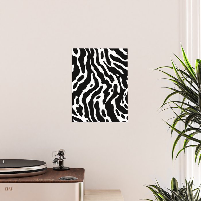 Abstract black and white paint stripe pattern Poster Gallery Image 2