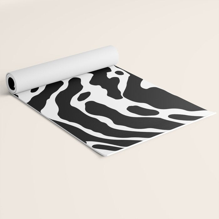 Abstract black and white paint stripe pattern Yoga Mat Gallery Image 2