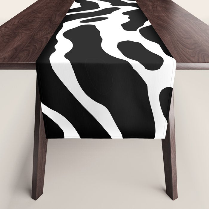 Abstract black and white paint stripe pattern Table Runner Gallery Image 1