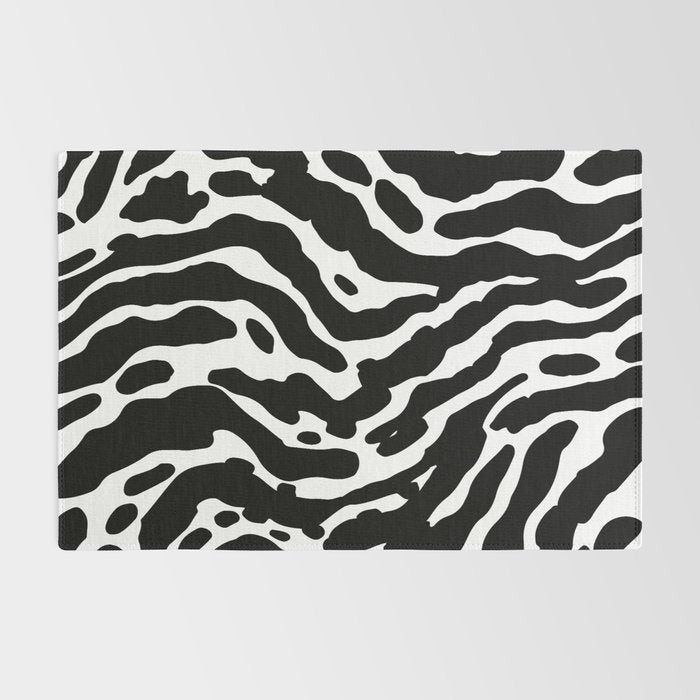 Abstract black and white paint stripe pattern Rug Gallery Image 2
