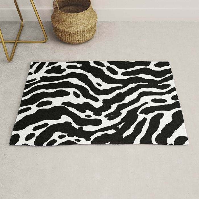 Abstract black and white paint stripe pattern Rug Gallery Image 1