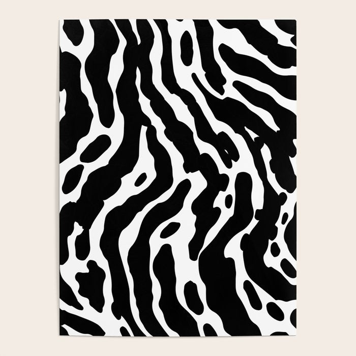 Abstract black and white paint stripe pattern Poster Gallery Image 4