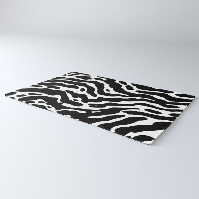 Abstract black and white paint stripe pattern Rug Gallery Image 3
