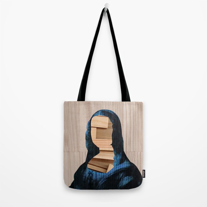 Mona Lisa - blue shining WoodCut Collage 2 Tote Bag Gallery Image 2