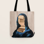 Mona Lisa - blue shining WoodCut Collage 2 Tote Bag Gallery Image 1