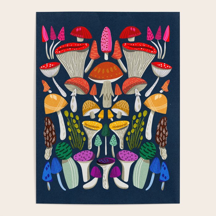 Mushrooms - mushroom, shrooms, mushroom print, rainbow, woodland, andrea lauren Poster Gallery Image 1