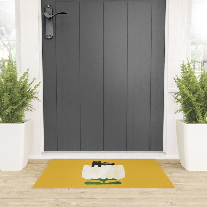 Still life with cat and flower Welcome Mat Gallery Image 3