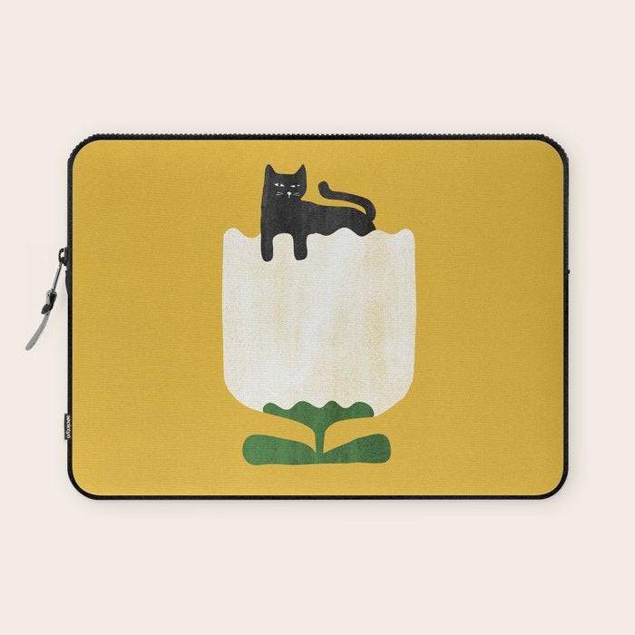 Still life with cat and flower Laptop Sleeve Gallery Image 1