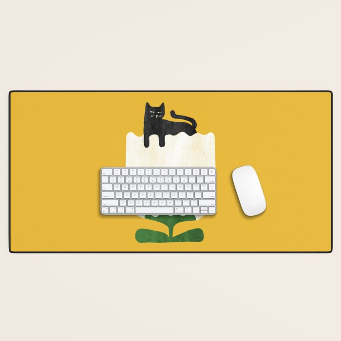 Still life with cat and flower Desk Mat Gallery Image 1