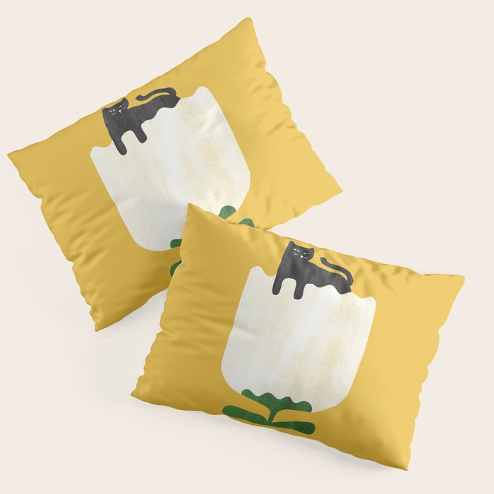 Still life with cat and flower Pillow Sham Gallery Image 1