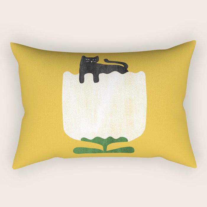 Still life with cat and flower Rectangular Pillow Gallery Image 2