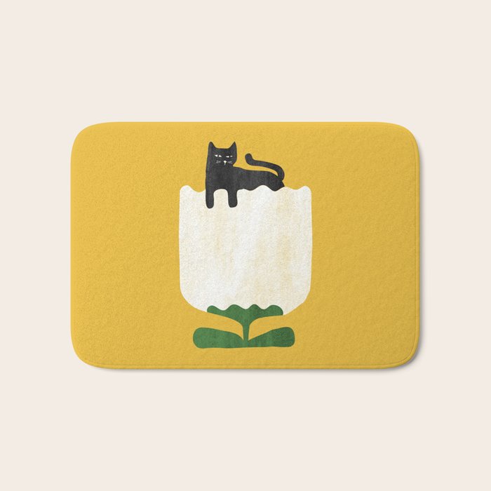 Still life with cat and flower Bath Mat Gallery Image 1