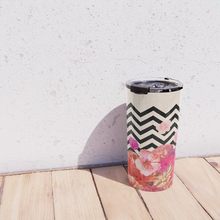 Chevron Flora II Travel Mug Gallery Image 4