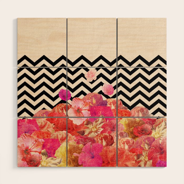 Chevron Flora II Wood Wall Art Gallery Image 1