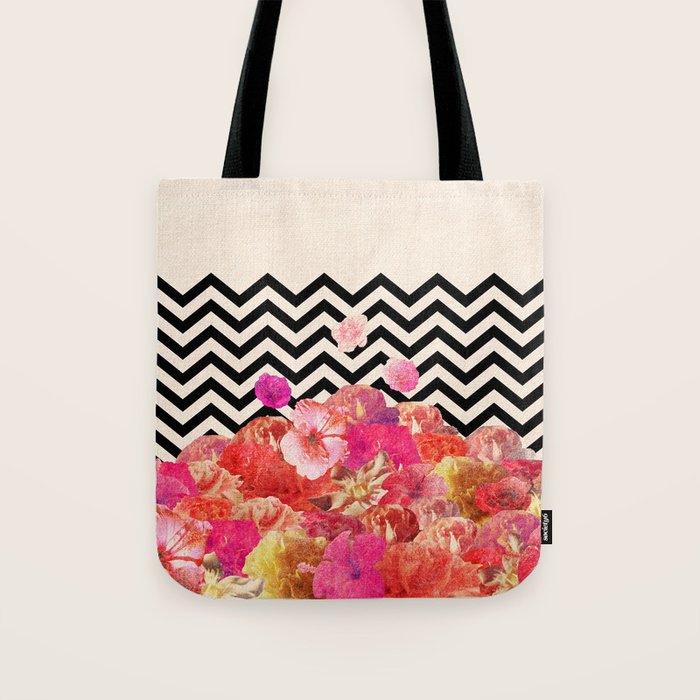 Chevron Flora II Tote Bag Gallery Image 1