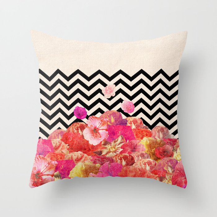 Chevron Flora II Throw Pillow Gallery Image 6