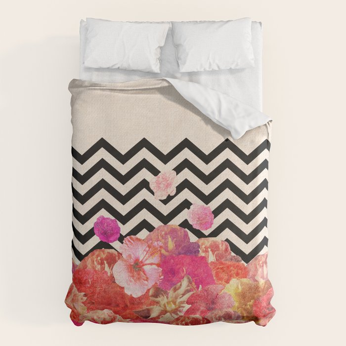 Chevron Flora II Duvet Cover Gallery Image 1