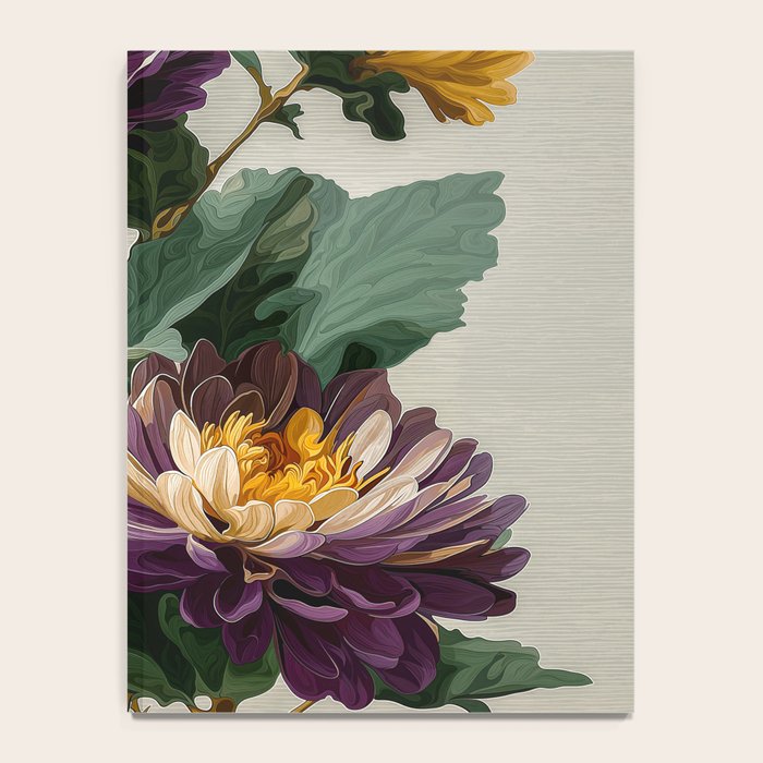 Birthflower Gift Aster Flower Art Floral Print Japanese Wall Art Poster Birthday Painting for her Notebook Gallery Image 4