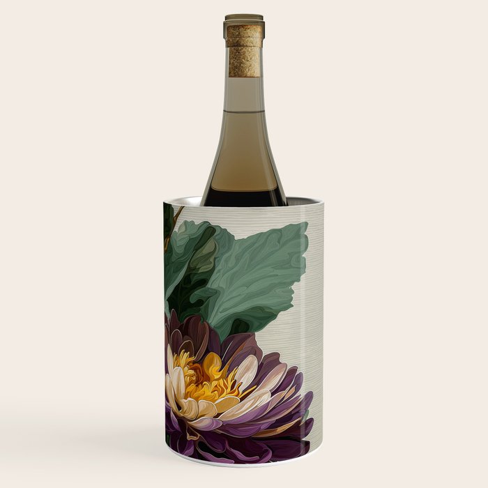Birthflower Gift Aster Flower Art Floral Print Japanese Wall Art Poster Birthday Painting for her Wine Chiller Gallery Image 3