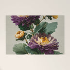 Birthflower Gift Aster Flower Art Floral Print Japanese Wall Art Poster Birthday Painting for her Welcome Mat Gallery Image 1