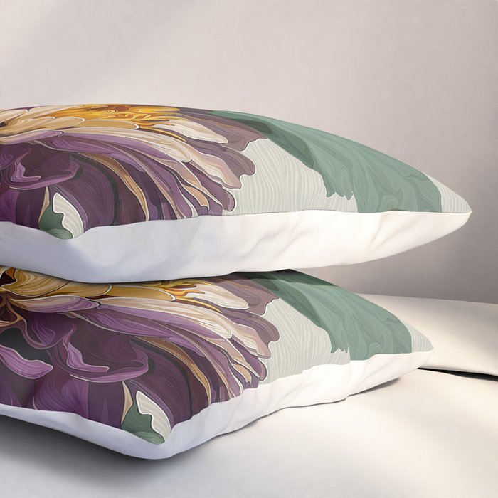 Birthflower Gift Aster Flower Art Floral Print Japanese Wall Art Poster Birthday Painting for her Pillow Sham Gallery Image 3